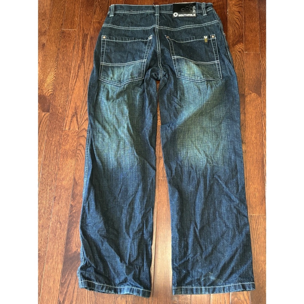 Vintage Southpole 4130 Baggy Wide Leg Jeans Mens 32x31 Dark Wash Y2K Skater - Picture 7 of 8
